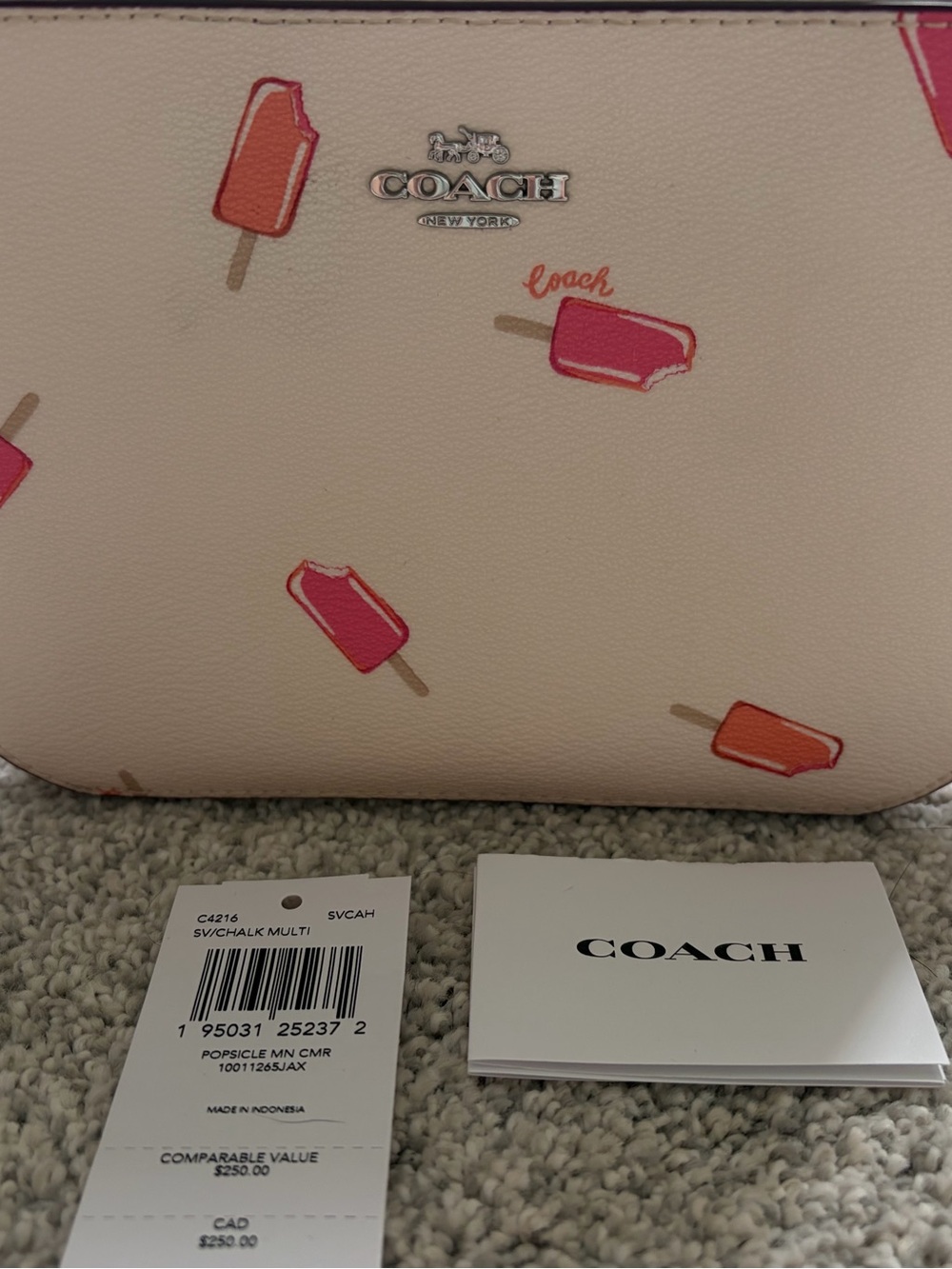 COACH Pink Popsicle Print Leather Crossbody